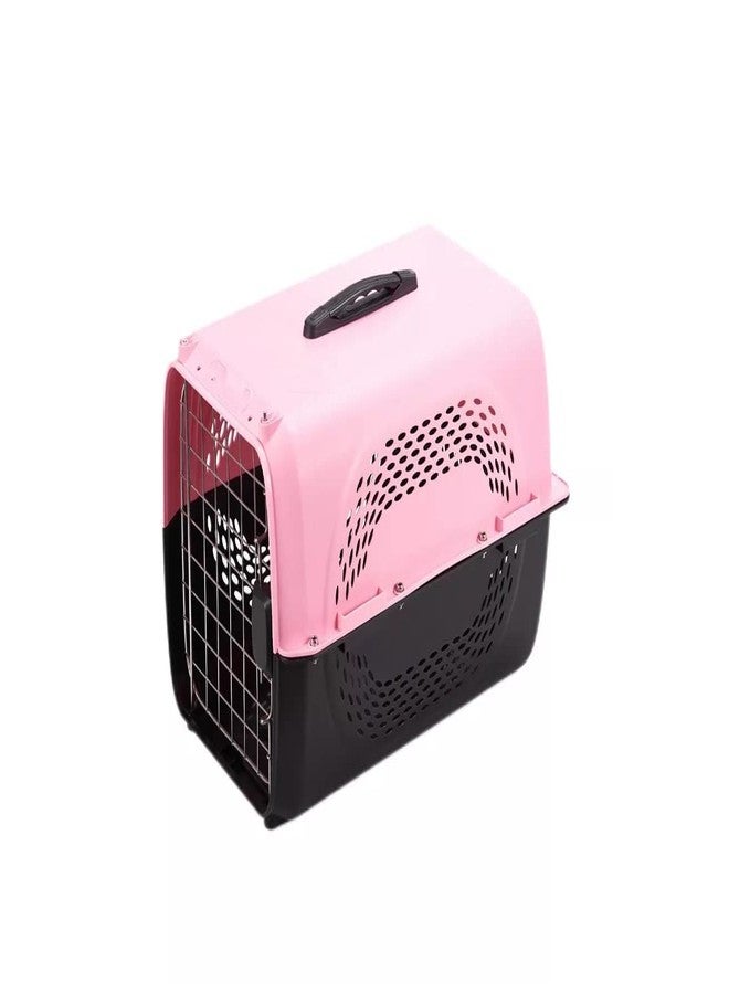 صندوق نقل الحيوانات الأليفة KittuPet للكلاب والقطط والأرانب، بمقبض بلاستيكي وباب مفصلي، قابل للطي، صندوق نقل قابل للطي، مقاس 19.5 × 13 × 12.5 بوصة، مناسب للقطط والجراء (وردي) 1 (8 بوصة)